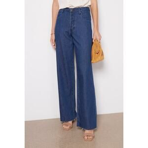 Kut From The Kloth Maggie Wide Drape Leg Jeans Size 4 Cotton Linen Blend